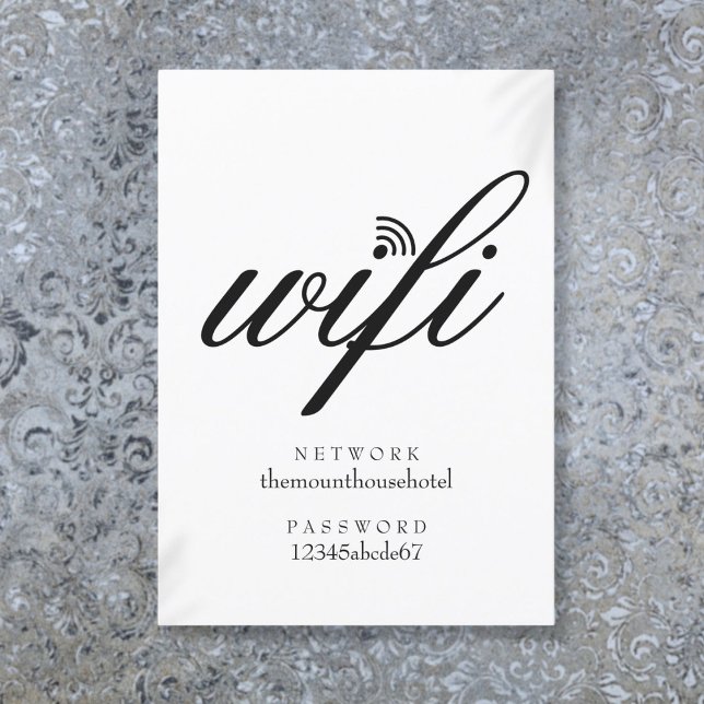 Tarjeta de invitado con red Wifi y contraseña (Wifi Network and Password Sign Guest Card)