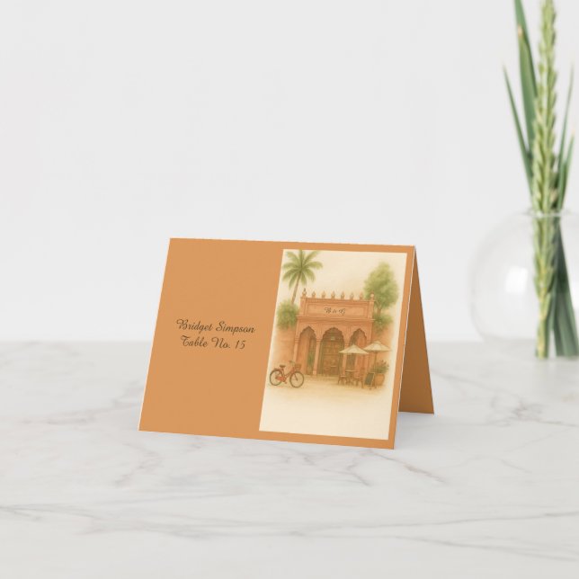 Tarjeta de invitado de boda Indian Courtyard Desti (Anverso)