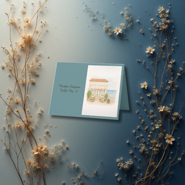 tarjeta de invitado de boda oceánico mediterráneo  (Subido por el creador)