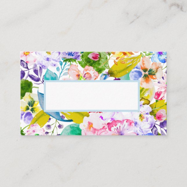 Tarjeta de invitado de Boda romántico floral azul  (Anverso)