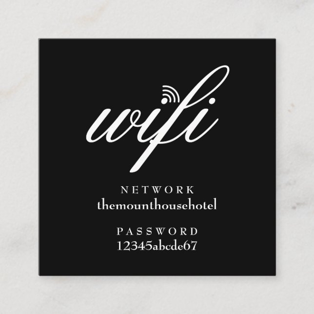 Tarjeta de invitado de contraseña y red Wi-Fi (Anverso)