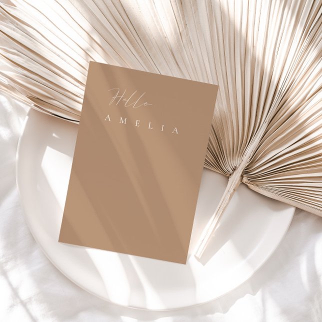 Tarjeta de invitado de mesa plana en blanco de Tan (Minimalist Tan Flat Blank Table Guest Place Card)
