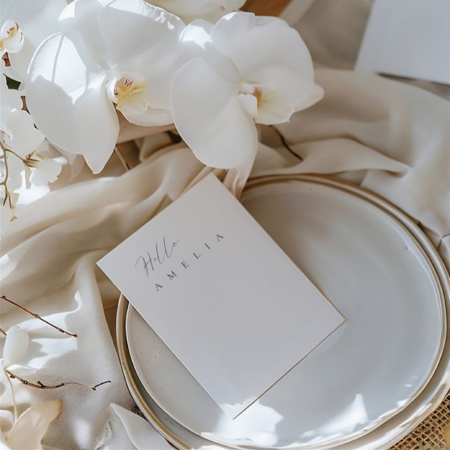 Tarjeta de invitado de mesa plana plana en blanco  (Minimalist Flat Blank Table Guest Place Card)