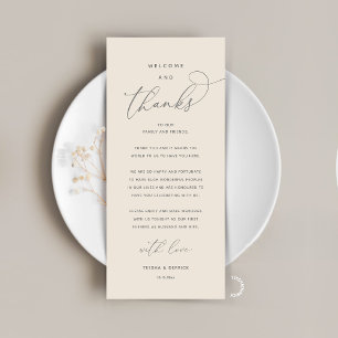 Tarjeta de invitado de recepción elegante "Bienven