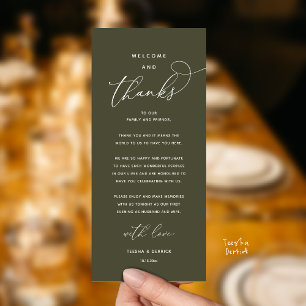 Tarjeta de invitado de recepción elegante "Bienven