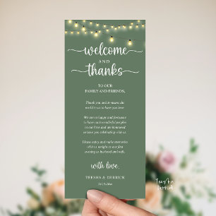 Tarjeta de invitado de recepción rústica "Bienveni