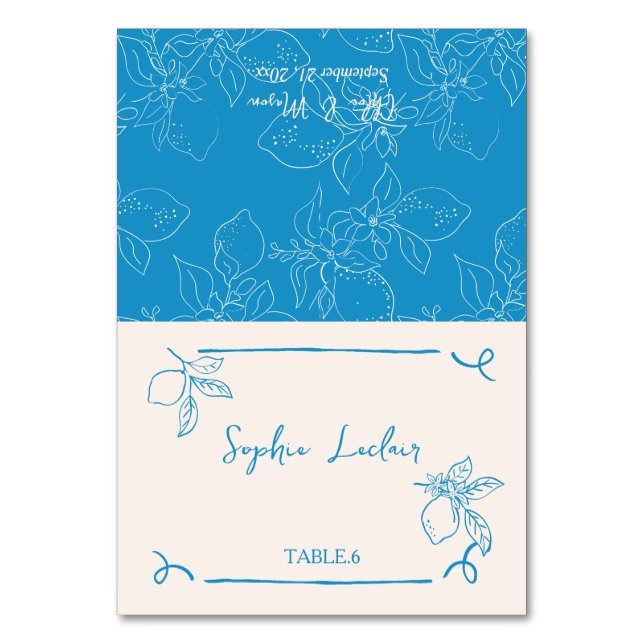Tarjeta de invitado Hand Drawn Lemon Boda (Anverso)