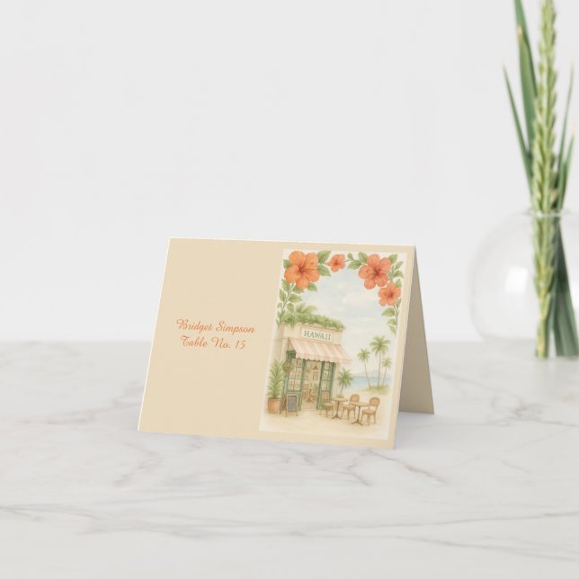 Tarjeta de invitado Tropical Hawaii Destination We (Anverso)