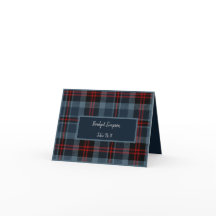 tarjeta de invitados de boda azul escocés country