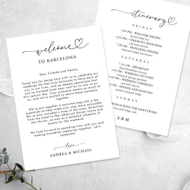 Tarjeta de Itinerario de Bienvenida de Boda con Le (Subido por el creador)
