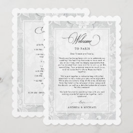 Tarjeta de Itinerario de Bienvenida de Boda de Enc