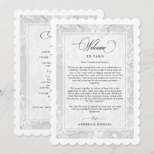 Tarjeta de Itinerario de Bienvenida de Boda de Enc