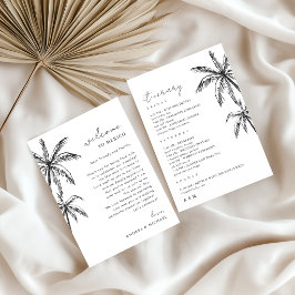 Tarjeta de Itinerario de Bienvenida para Boda con 
