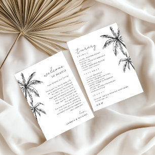 Tarjeta de Itinerario de Bienvenida para Boda con 