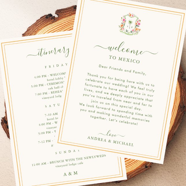 Tarjeta de Itinerario de Bienvenida para Boda con  (Subido por el creador)