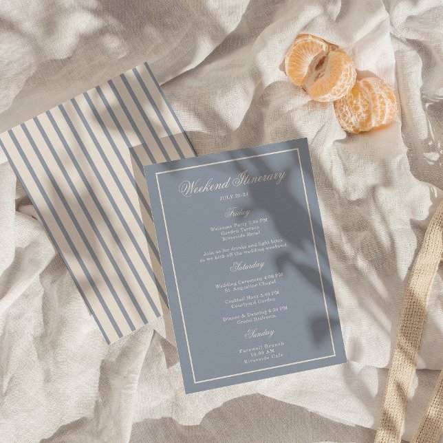 Tarjeta de Itinerario de Boda Azul Polvoriento Alg (Subido por el creador)