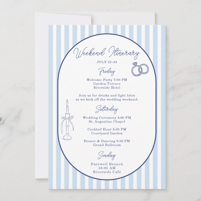 Tarjeta de Itinerario de Boda con Raya de Cabaña A (Anverso)