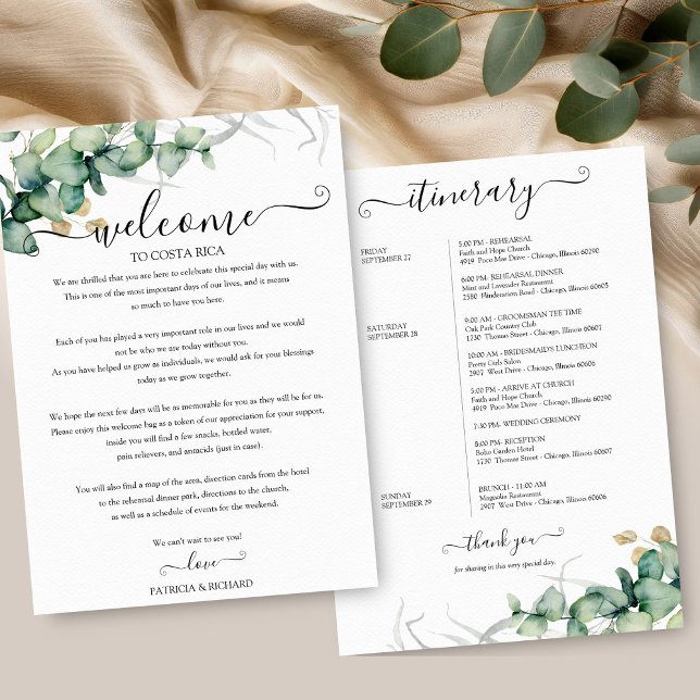 Tarjeta de itinerario de boda de fin de semana con (Subido por el creador)