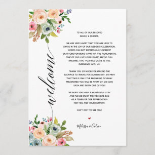 tarjeta de itinerario de boda de primavera con cal