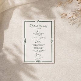 Tarjeta de Itinerario de Boda en el Jardín de Rama
