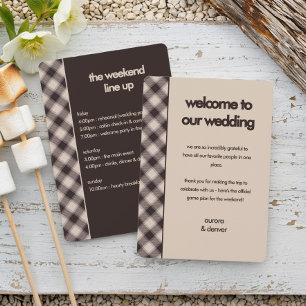 Tarjeta de Itinerario de Boda Informal de Cuadros