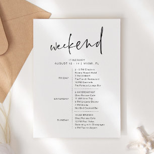 Tarjeta de itinerario de fiesta minimalista simple
