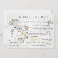 Tarjeta de itinerario de fin de semana de boda en
