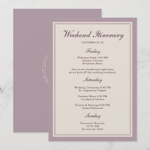Tarjeta de Itinerario de Fin de Semana de Boda Mau