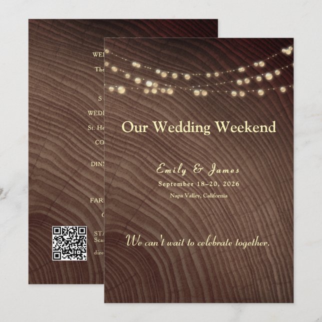 Tarjeta de Itinerario de Fin de Semana de Boda Rús (Anverso / Reverso)