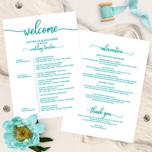 Tarjeta de Itinerario de Fin de Semana de Boda Sim (Subido por el creador)