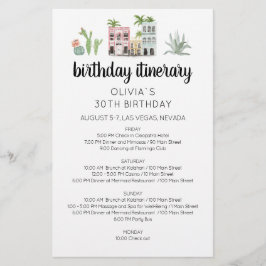 Tarjeta de itinerario de fin de semana de cumpleañ