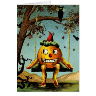 Tarjeta de Jack O'Lantern Halloween del vintage