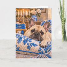 Tarjeta de Janucá de Bulldog Francés