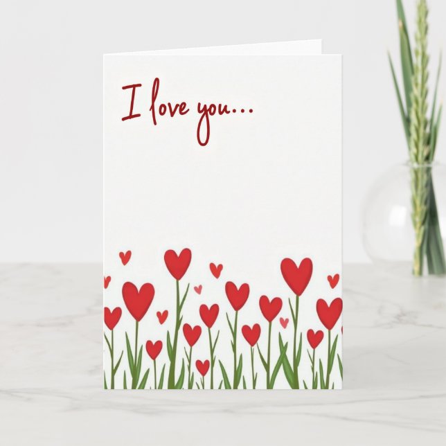 Tarjeta de jardín de corazón Te amo (Anverso)