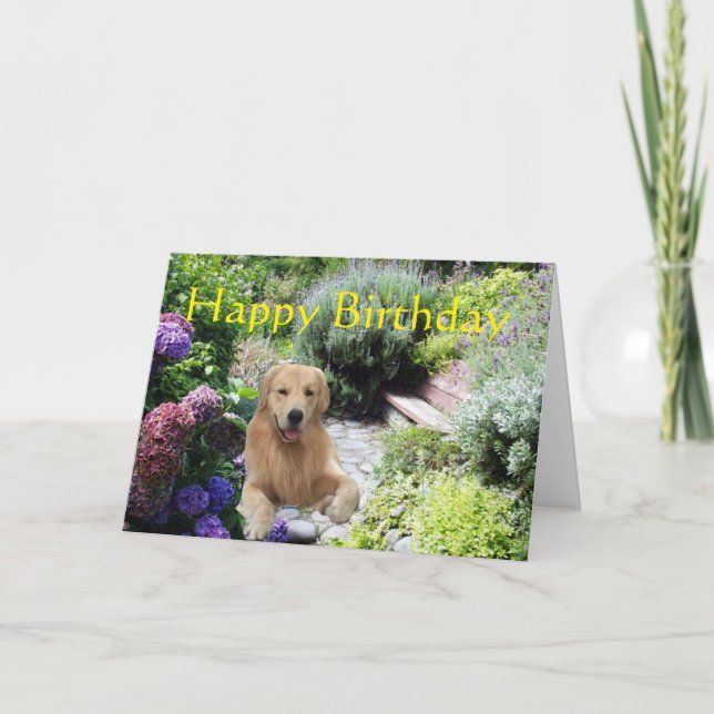Tarjeta de jardín de cumpleaños feliz de Golden Re (Anverso)