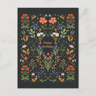Tarjeta de jardín de flores silvestres de época bo