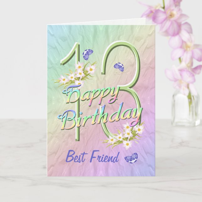 Tarjeta de jardín de mariposa de cumpleaños 13 a m (Orquídea)