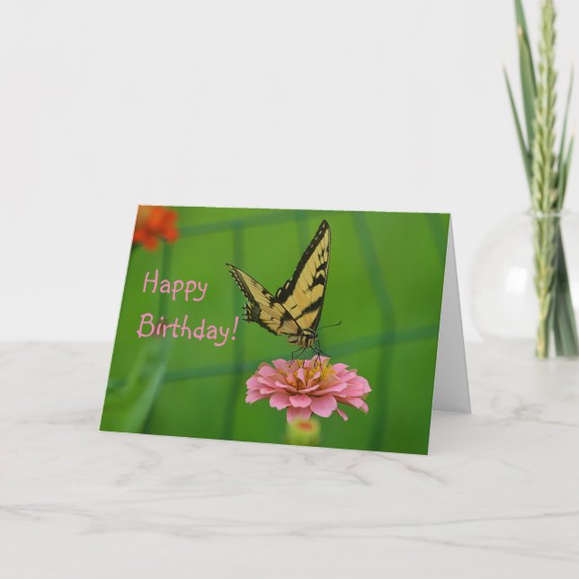 Tarjeta de jardín de mariposa feliz cumpleaños (Anverso)