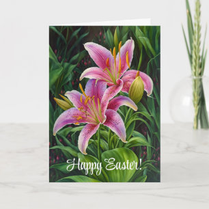 Tarjeta de jardín de Pascua de flores de lirio ros