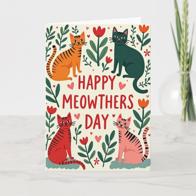 Tarjeta de jardín del día de las madres felinas (Anverso)