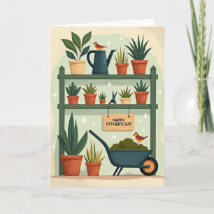 Tarjeta de jardín del día del padre verde y florec