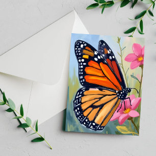 Tarjeta de jardín floral de acuarela de mariposa m