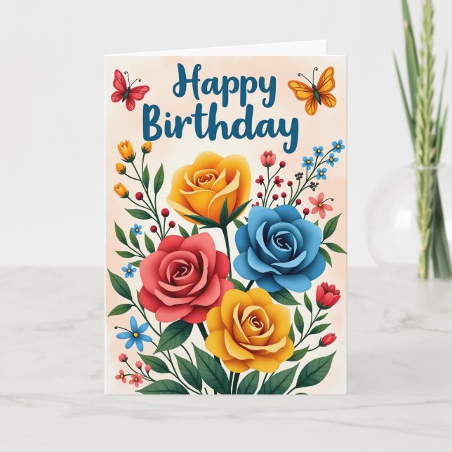 Tarjeta de jardín vibrante de gingham (Anverso)