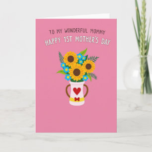 Tarjeta de jarra del día de las madres floral