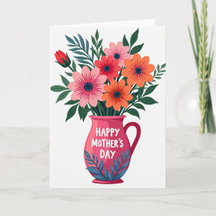 Tarjeta de Jarra Floral Alegre