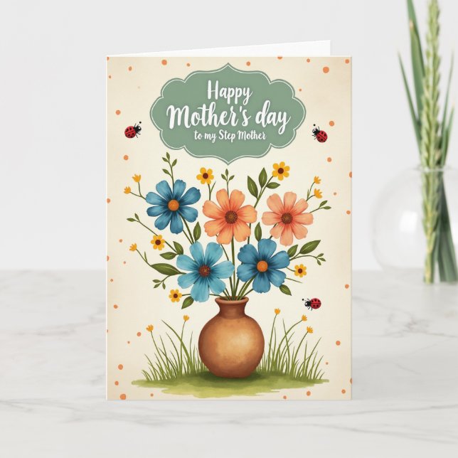 Tarjeta de Jarrón de Flores a Rayas (Anverso)