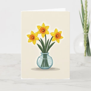 Tarjeta de jarrón de flores primaverales a rayas