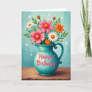 Tarjeta de Jarrón Floral Alegre