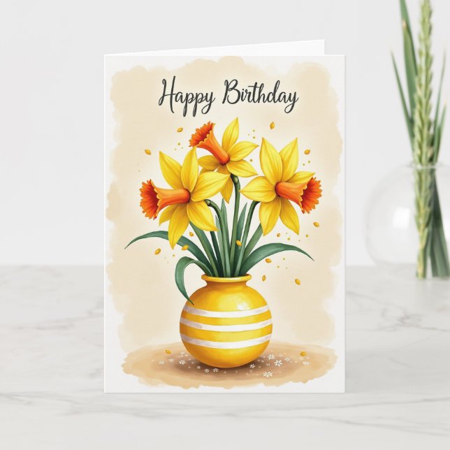 Tarjeta de jarrón floral de alegría de cumpleaños (Anverso)