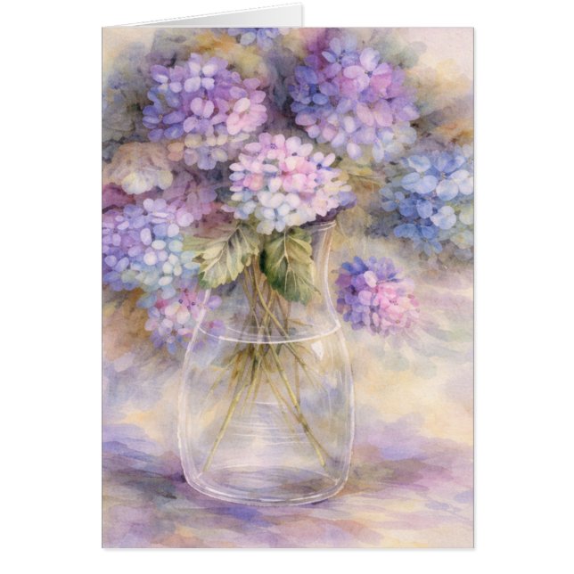 Tarjeta de Jarrón Floral de Hortensia | Botánica d (Frente)